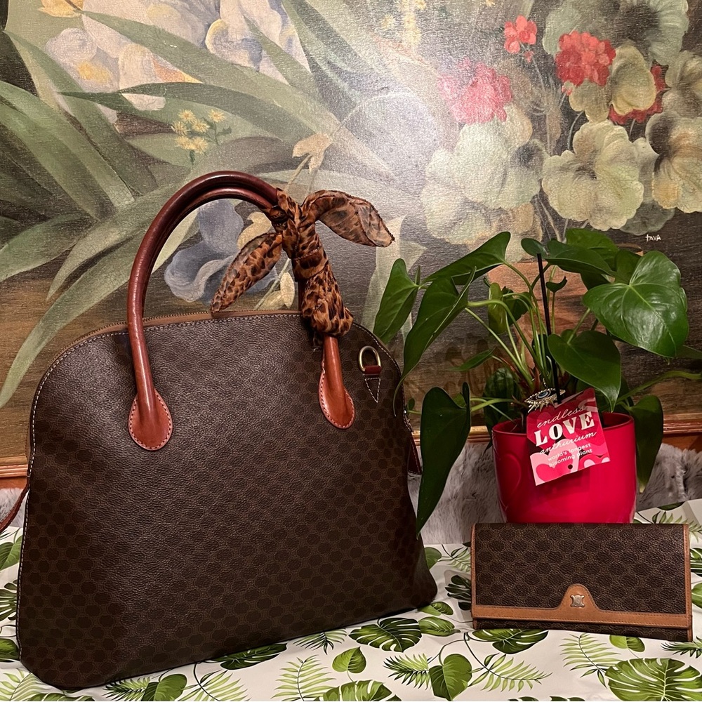 CELINE MACADAM DOME HANDBAG & WALLET